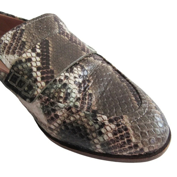 Madewell The Alex Loafer In Snake Embossed Leather Size 5.5 Brown Green Flats - Picture 6 of 10